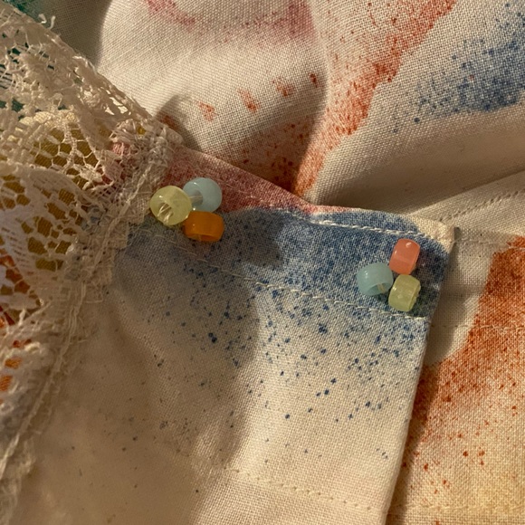 Apron: Large hand crafted southwest waist apron with 1 pocket, lace, beads - Picture 5 of 5